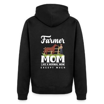 Lustiges Bauer Bauernhof Landwirt Geschenk - Unisex Premium Bio Zip Hoodie - Schwarz - Hinten - Nico (187cm)