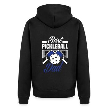 Lustiges Pickleball Geschenk - Unisex Premium Bio Zip Hoodie - Schwarz - Hinten - Nico (187cm)