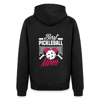 Lustiges Pickleball Geschenk - Unisex Premium Bio Zip Hoodie - Schwarz - Hinten - Nico (187cm)