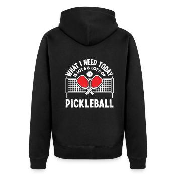 Lustiges Pickleball Geschenk - Unisex Premium Bio Zip Hoodie - Schwarz - Hinten - Nico (187cm)