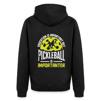 Lustiges Pickleball Geschenk - Unisex Premium Bio Zip Hoodie - Schwarz - Hinten - Nico (187cm)