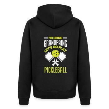 Lustiges Pickleball Geschenk - Unisex Premium Bio Zip Hoodie - Schwarz - Hinten - Nico (187cm)