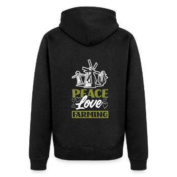 Lustiges Bauer Bauernhof Landwirt Geschenk - Unisex Premium Bio Zip Hoodie - Schwarz - Hinten - Nico (187cm)