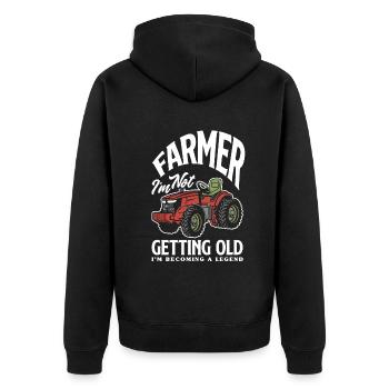 Lustiges Bauer Bauernhof Landwirt Geschenk - Unisex Premium Bio Zip Hoodie - Schwarz - Hinten - Nico (187cm)