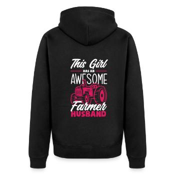 Lustiges Bauer Bauernhof Landwirt Geschenk - Unisex Premium Bio Zip Hoodie - Schwarz - Hinten - Nico (187cm)