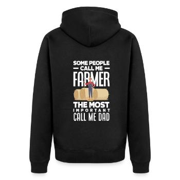 Lustiges Bauer Bauernhof Landwirt Geschenk - Unisex Premium Bio Zip Hoodie - Schwarz - Hinten - Nico (187cm)