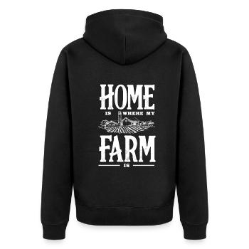 Lustiges Bauer Bauernhof Landwirt Geschenk - Unisex Premium Bio Zip Hoodie - Schwarz - Hinten - Nico (187cm)