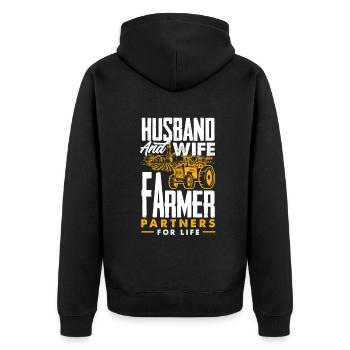 Lustiges Bauer Bauernhof Landwirt Geschenk - Unisex Premium Bio Zip Hoodie - Schwarz - Hinten - Nico (187cm)