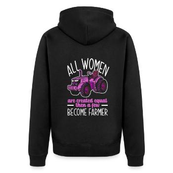Lustiges Bauer Bauernhof Landwirt Geschenk - Unisex Premium Bio Zip Hoodie - Schwarz - Hinten - Nico (187cm)