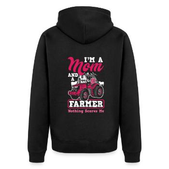 Lustiges Bauer Bauernhof Landwirt Geschenk - Unisex Premium Bio Zip Hoodie - Schwarz - Hinten - Nico (187cm)