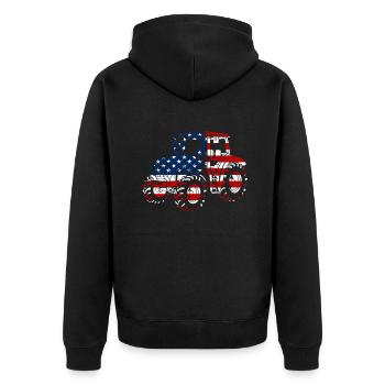 Lustiges Bauer Bauernhof Landwirt Geschenk - Unisex Premium Bio Zip Hoodie - Schwarz - Hinten - Nico (187cm)