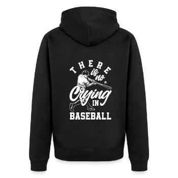 Lustiger Baseball - Unisex Premium Bio Zip Hoodie - Schwarz - Hinten - Nico (187cm)