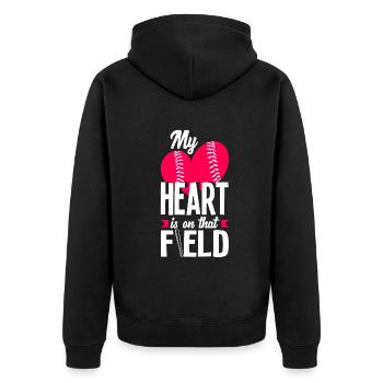 Funny Baseball - Unisex Premium Organic Zip Hoodie - black - Back - Nico (187cm)