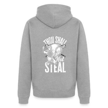 Lustiger Baseball - Unisex Premium Bio Zip Hoodie - Grau meliert - Hinten - Nico (187cm)