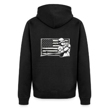 Lustiger Baseball - Unisex Premium Bio Zip Hoodie - Schwarz - Hinten - Nico (187cm)