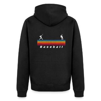 Lustiger Baseball - Unisex Premium Bio Zip Hoodie - Schwarz - Hinten - Nico (187cm)