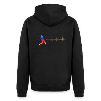 Funny Baseball - Unisex Premium Organic Zip Hoodie - black - Back - Nico (187cm)