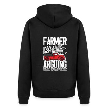Lustiges Bauer Bauernhof Landwirt Geschenk - Unisex Premium Bio Zip Hoodie - Schwarz - Hinten - Nico (187cm)