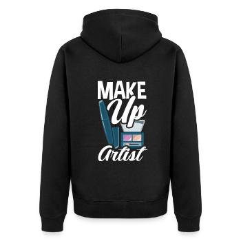 Lustiges Make Up Artist Maskenbildner Geschenk - Unisex Premium Bio Zip Hoodie - Schwarz - Hinten - Nico (187cm)