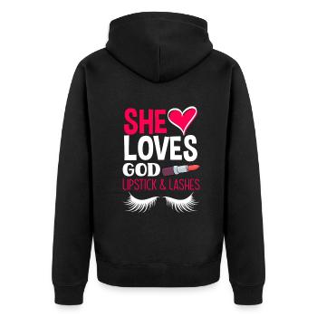 Lustiges Make Up Artist Maskenbildner Geschenk - Unisex Premium Bio Zip Hoodie - Schwarz - Hinten - Nico (187cm)