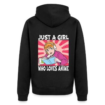 Just a Girl Who Loves Anime Funny Anime Lovers - Unisex Premium Organic Zip Hoodie - black - Back - Nico (187cm)