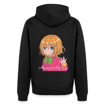 Anime is my Zen Funny Anime Theme - Unisex Premium Organic Zip Hoodie - black - Back - Nico (187cm)