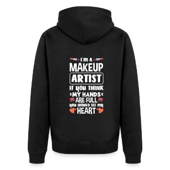 Lustiges Make Up Artist Maskenbildner Geschenk - Unisex Premium Bio Zip Hoodie - Schwarz - Hinten - Nico (187cm)