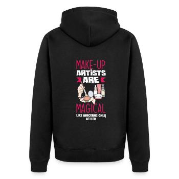 Lustiges Make Up Artist Maskenbildner Geschenk - Unisex Premium Bio Zip Hoodie - Schwarz - Hinten - Nico (187cm)