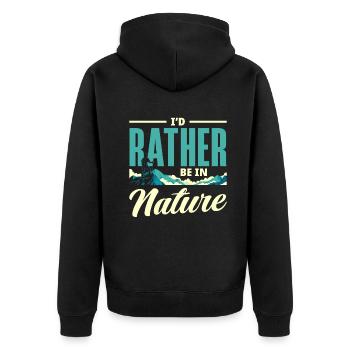 Lustiges Wandern Geschenk - Unisex Premium Bio Zip Hoodie - Schwarz - Hinten - Nico (187cm)