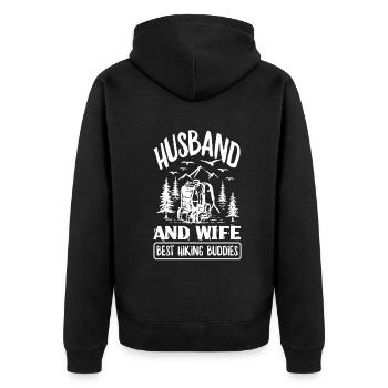 Lustiges Wandern Geschenk - Unisex Premium Bio Zip Hoodie - Schwarz - Hinten - Nico (187cm)