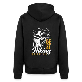Lustiges Wandern Geschenk - Unisex Premium Bio Zip Hoodie - Schwarz - Hinten - Nico (187cm)