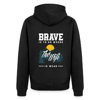 Lustiges Wandern Geschenk - Unisex Premium Bio Zip Hoodie - Schwarz - Hinten - Nico (187cm)