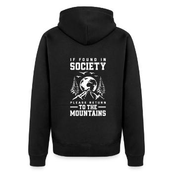 Lustiges Wandern Geschenk - Unisex Premium Bio Zip Hoodie - Schwarz - Hinten - Nico (187cm)