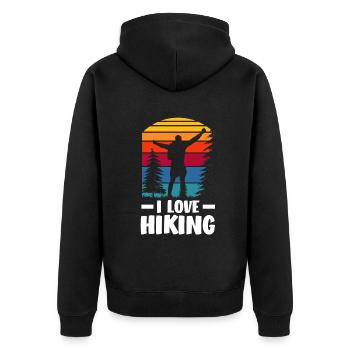 Lustiges Wandern Geschenk - Unisex Premium Bio Zip Hoodie - Schwarz - Hinten - Nico (187cm)