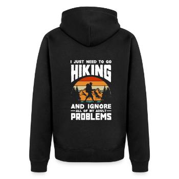 Lustiges Wandern Geschenk - Unisex Premium Bio Zip Hoodie - Schwarz - Hinten - Nico (187cm)