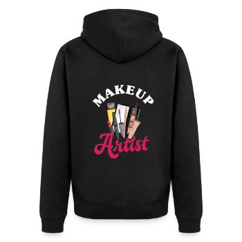 Lustiges Make Up Artist Maskenbildner Geschenk - Unisex Premium Bio Zip Hoodie - Schwarz - Hinten - Nico (187cm)
