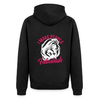 Lustiges Make Up Artist Maskenbildner Geschenk - Unisex Premium Bio Zip Hoodie - Schwarz - Hinten - Nico (187cm)