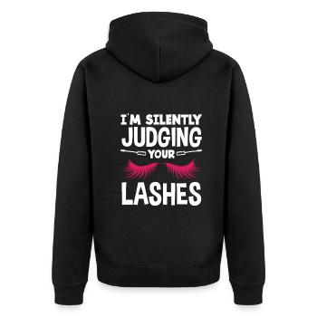 Lustiges Make Up Artist Maskenbildner Geschenk - Unisex Premium Bio Zip Hoodie - Schwarz - Hinten - Nico (187cm)