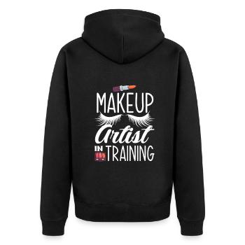 Lustiges Make Up Artist Maskenbildner Geschenk - Unisex Premium Bio Zip Hoodie - Schwarz - Hinten - Nico (187cm)