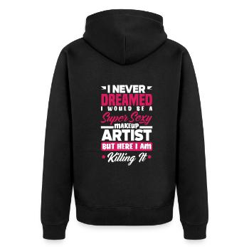 Lustiges Make Up Artist Maskenbildner Geschenk - Unisex Premium Bio Zip Hoodie - Schwarz - Hinten - Nico (187cm)