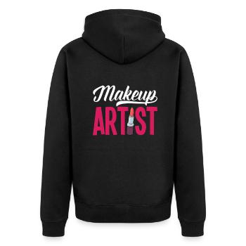 Lustiges Make Up Artist Maskenbildner Geschenk - Unisex Premium Bio Zip Hoodie - Schwarz - Hinten - Nico (187cm)