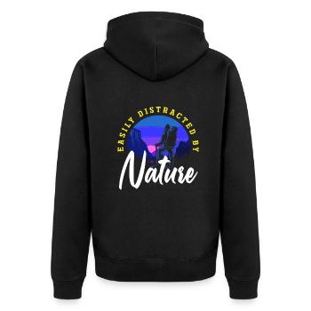 Cadeau de randonnée drôle - Veste à capuche bio Premium Unisexe - noir - Dos - Nico (187cm)
