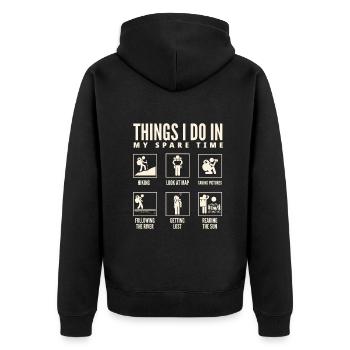 Lustiges Wandern Geschenk - Unisex Premium Bio Zip Hoodie - Schwarz - Hinten - Nico (187cm)