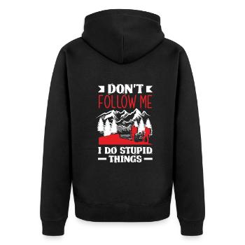 Lustiges Wandern Geschenk - Unisex Premium Bio Zip Hoodie - Schwarz - Hinten - Nico (187cm)