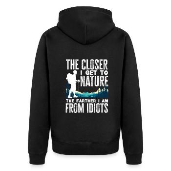 Lustiges Wandern Geschenk - Unisex Premium Bio Zip Hoodie - Schwarz - Hinten - Nico (187cm)