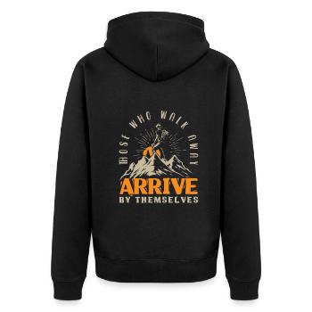 Lustiges Wandern Geschenk - Unisex Premium Bio Zip Hoodie - Schwarz - Hinten - Nico (187cm)