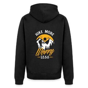 Lustiges Wandern Geschenk - Unisex Premium Bio Zip Hoodie - Schwarz - Hinten - Nico (187cm)