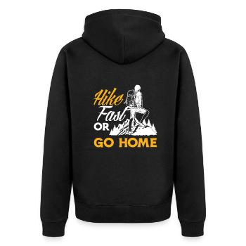 Lustiges Wandern Geschenk - Unisex Premium Bio Zip Hoodie - Schwarz - Hinten - Nico (187cm)