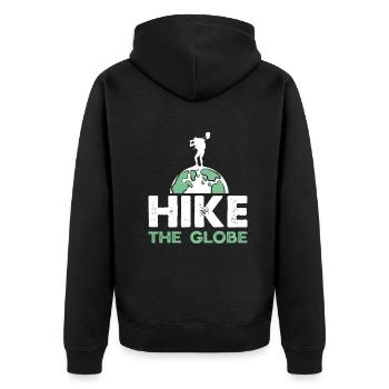 Lustiges Wandern Geschenk - Unisex Premium Bio Zip Hoodie - Schwarz - Hinten - Nico (187cm)