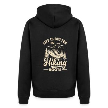 Lustiges Wandern Geschenk - Unisex Premium Bio Zip Hoodie - Schwarz - Hinten - Nico (187cm)